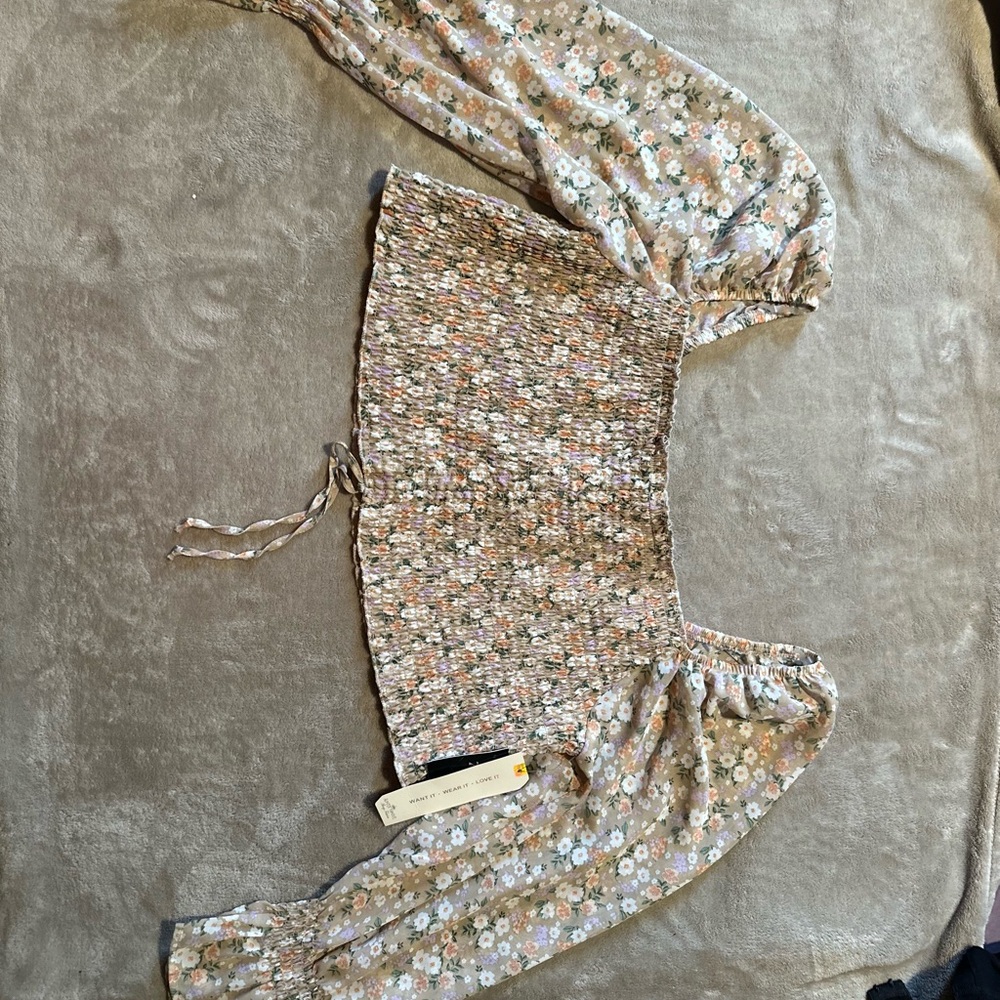 Almost Famous Floral Smocked Top